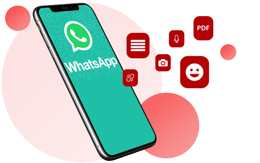 Integreer WhatsApp met uw eigen services. Verzend en ontvang tekst, afbeeldingen, audio, links en emoji's.